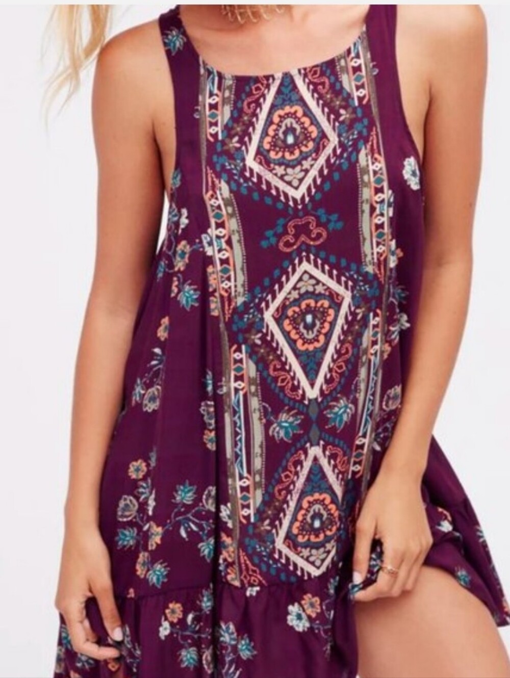 Intimately Free People Burgundy High Low Annika Slip Dress S Boho Cottagecore